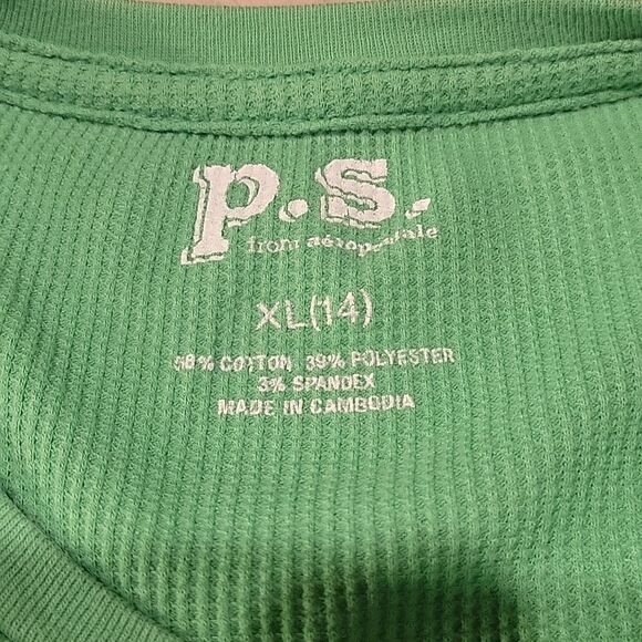 𝅺bundle of 2 Aeropstale Tops. Green Thermal. Red Collared Pullover. XL, XXL - Picture 6 of 12